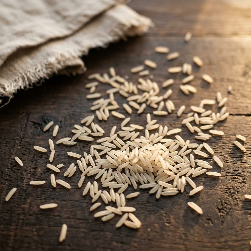 Close-up of premium basmati rice grains